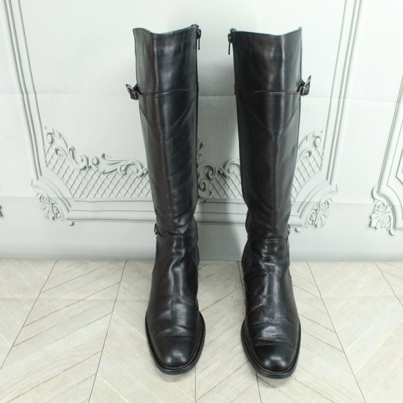 Santana Black Leather Side Zipper Tall Riding Boots Size 8 Medium - Picture 5 of 9